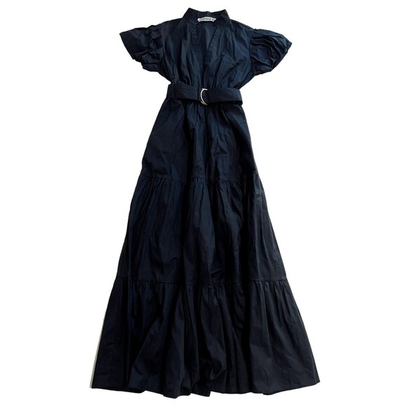 LUSANA Karissa Poplin Maxi Dress in Midnight